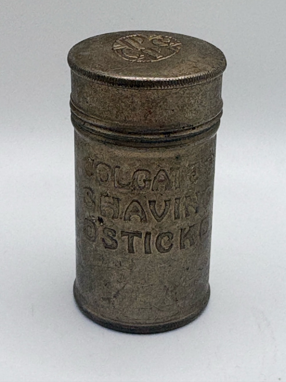 Antique Colgate & Co Shaving Stick Tin 1920s-40s New York USA w/ Brass Pins